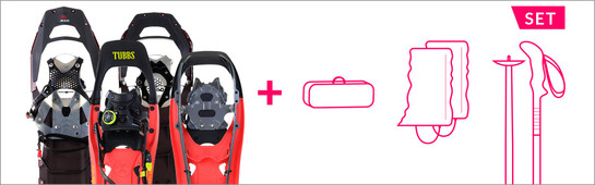 SET Schneeschuhe + Stöcke + Gamaschen + Tasche bis -30% 