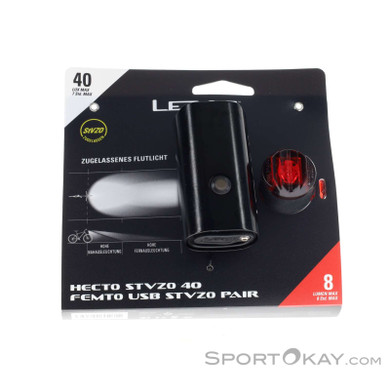 Lezyne Hecto Drive 40 + Femto StVZO Fahrradlicht Set-Schwarz-One Size