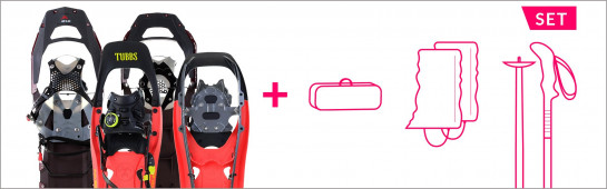 SET Schneeschuhe + Stöcke + Gamaschen + Tasche bis -30% 
