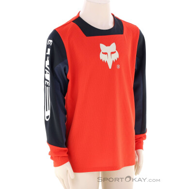 Fox Youth Defend Elevated L/S Kinder Bikeshirt-Rot-M