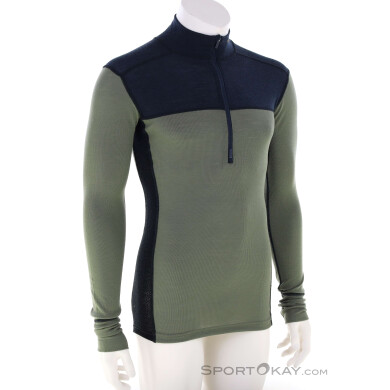 Devold Lauparen Merino 190 Zip Neck Herren Funktionsshirt-Grün-L