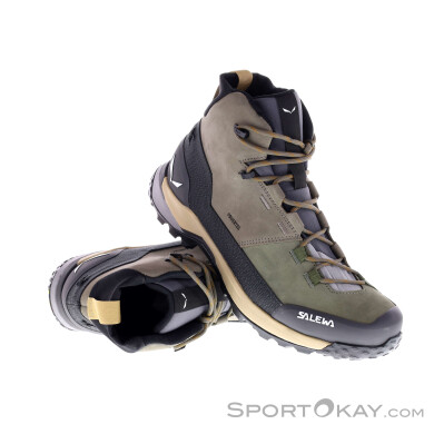 Salewa Puez Leather Mid PTX Herren Bergschuhe-Oliv-Dunkelgrün-9