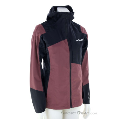 adidas Terrex Xperior Hybrid Rain.RDY Damen Regenjacke-Dunkel-Rot-XS