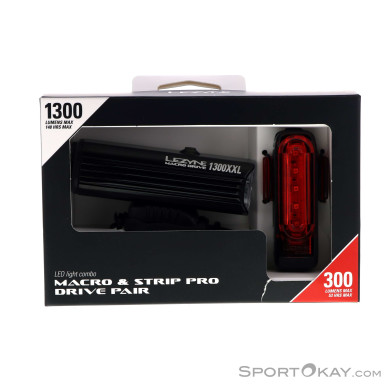Lezyne Macro Drive 1300 XXL/Strip Pro Fahrradlicht Set-Schwarz-One Size