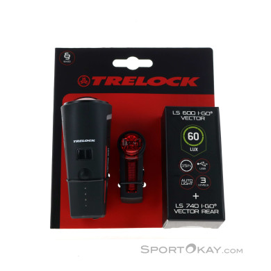 Trelock LS 600 I-GO Vector StVZO Fahrradlicht Set-Schwarz-One Size