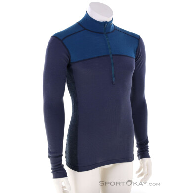 Devold Lauparen Merino 190 Zip Neck Herren Funktionsshirt-Dunkel-Blau-L