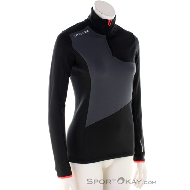 Ortovox Fleece Light Zip Neck Damen Sweater-Schwarz-M