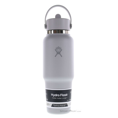 Hydro Flask 32oz Wide Mouth Travel Bottle Flex Straw Cap 946ml Thermosflasche-Grau-One Size