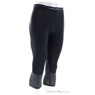 Icebreaker 200 ZoneKnit Merino Thermo 3/4 Herren Funktionshose-Schwarz-M