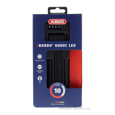 Abus Bordo 6000C LED 90cm + Halter SH Fahrradschloss-Schwarz-One Size