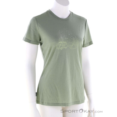 Icebreaker Merino 150 Tech Lite III Van Camp Damen T-Shirt-Oliv-Dunkelgrün-S