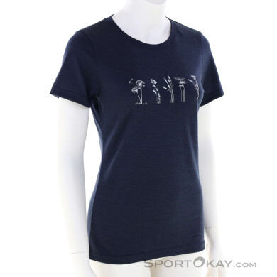 Devold Classic Flowers Damen T-Shirt-Dunkel-Blau-S