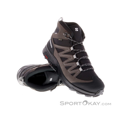 Salomon X Ward Leather Mid GTX Herren Wanderschuhe Gore-Tex-Schwarz-9,5