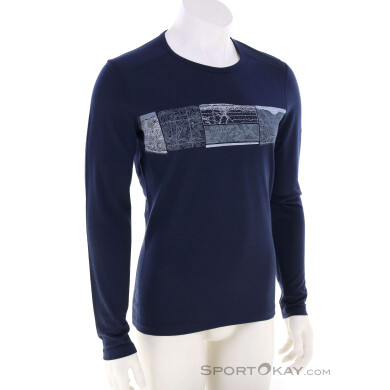 Icebreaker 200 Oasis LS Crewe Elevation Herren Funktionsshirt-Blau-L