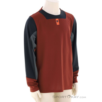 Fox Youth Defend L/S Kinder Bikeshirt-Dunkel-Rot-S
