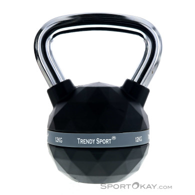 Trendy Premium Chrom 12kg Kettlebell-Schwarz-12